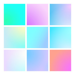 Fototapeta premium Modern gradient set with square abstract backgrounds. Colorful fluid cover for poster, banner, flyer and presentation. Trendy soft color. Template with modern gradient set for screens and mobile app