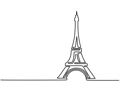 Paris Eiffel Tower icon thin continuous line drawing for web and mobile, modern minimalistic design. Vector illustration