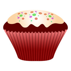 Cupcake isolated on white background, Vector illustration
