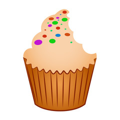 Cupcake isolated on white background, Vector illustration