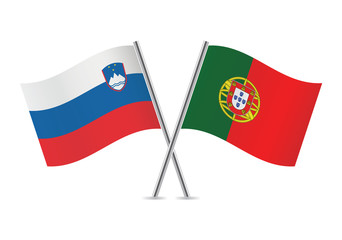 Slovenia and Portugal flags.Vector illustration.