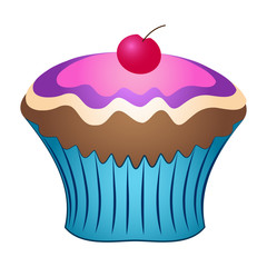 Cupcake isolated on white background, Vector illustration