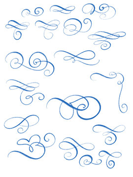 Fototapeta Collection or set of vintage styled calligraphic flourishes