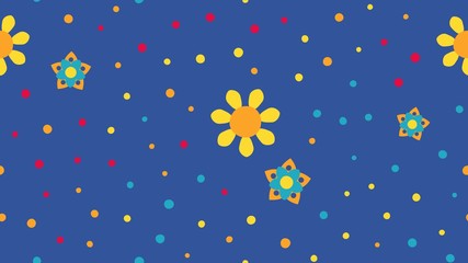 Seamless floral pattern with blue background