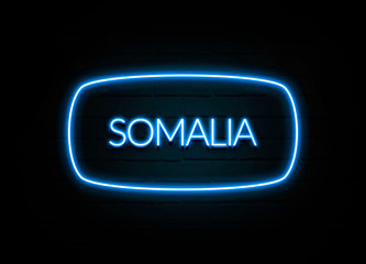 Somalia  - colorful Neon Sign on brickwall