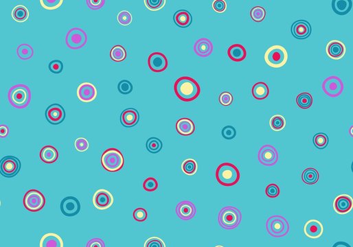 Seamless circles pattern with blue background. Vector repeating texture.