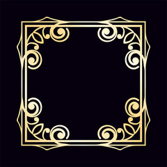 Vintage decorative frame with golden gradient . Template for design. Vector illustration eps10