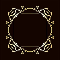 Vintage decorative frame with golden gradient . Template for design. Vector illustration eps10