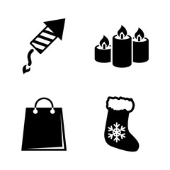 Christmas. Simple Related Vector Icons Set for Video, Mobile Apps, Web Sites, Print Projects and Your Design. Black Flat Illustration on White Background.
