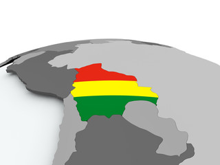 Flag of Bolivia on globe