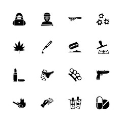 Crime - Expand to any size - Change to any colour. Flat Vector Icons - Black Illustration on White Background.