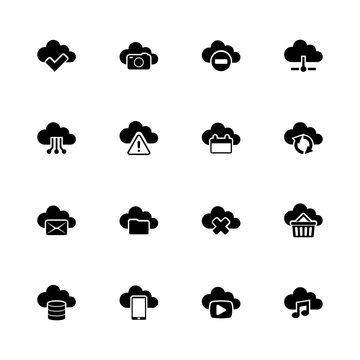 Computing Cloud - Expand to any size - Change to any colour. Flat Vector Icons - Black Illustration on White Background.