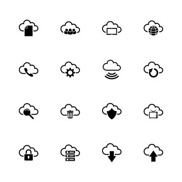 Computer Cloud - Expand to any size - Change to any colour. Flat Vector Icons - Black Illustration on White Background.