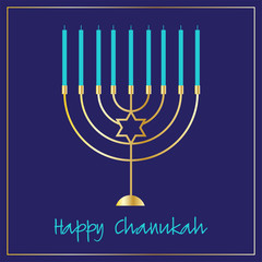 chanukah menorah graphic on blue