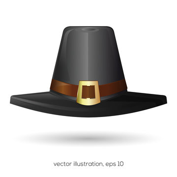 Black pilgrims hat. Thanksgiving symbol. Vector illustration