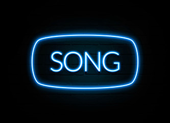Song  - colorful Neon Sign on brickwall