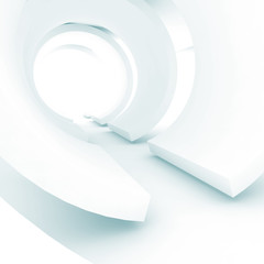 Abstract white tunnel, square soft blue 3d