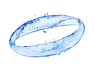 Wandaufkleber Kreisförmige Bewegung von Wasserspritzern auf weißem Hintergrund © Krafla