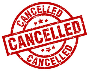 cancelled round red grunge stamp