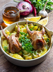 Delicious fried quail