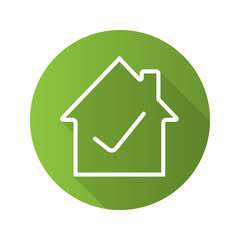 Approved house flat linear long shadow icon