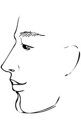 sketch to portrait of a young man's profile