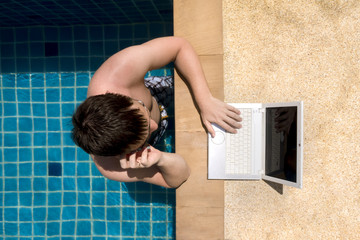 Working man in the pool