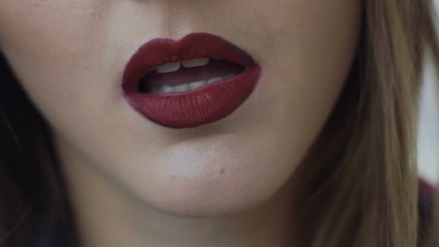Close up of licking lips