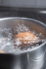 Eggs in boiling water