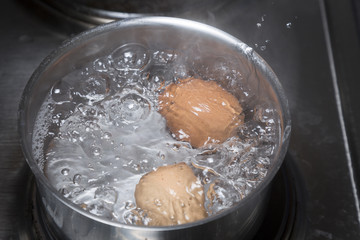 Eggs in boiling water