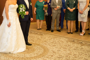 Fototapeta na wymiar Solemn registration of marriage in Wedding Palace