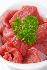 diced raw beef