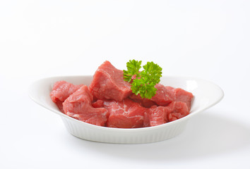 diced raw beef