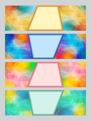 Set of 4 colorful banners with a polygonal geometric design