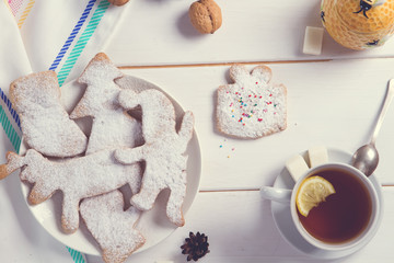 homemade cookies and honey and lemon tea for Breakfast.
