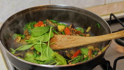 Preparing hot breakfast