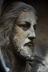 Obraz premium The face of Jesus Christ as a symbol of suffering and salvation of mankind. (healing, spiritual development, enlightenment - the concept)