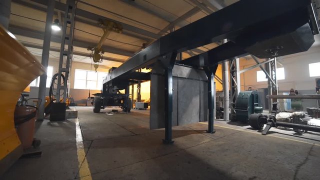 Steel base on wheels for trailer of the heavy truck, manufactoring of complex equipment, truck manufacturing, motor and wheeled tractor plant