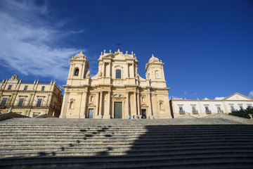 Roman Catholic Cathedral of Saint Nicholas of Myra in Sicilian Baroque Style located in Noto, Sicily, Italy