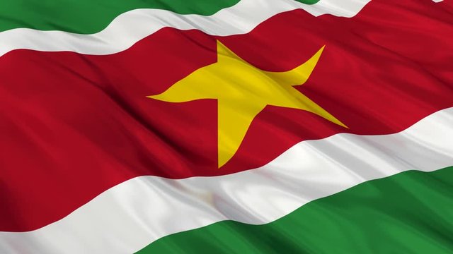 Suriname Flag Waving. Seamless loop.