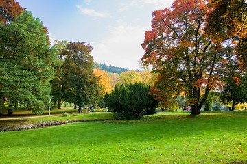 Autumn in central park - Marianske Lazne (Marienbad) - great famous Bohemian spa town in the west...