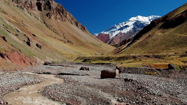 Aconcagua Mountain and Horcones River, Aconcagua Provincial Park, Central Andes, Mendoza Province, Argentina