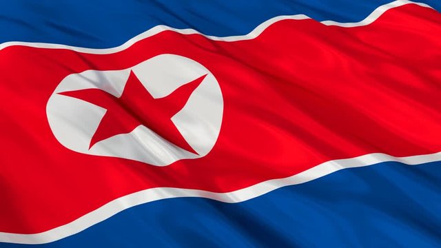 North Korea Flag Waving. Seamless loop.