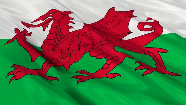 Wales Flag Waving. Seamless loop.