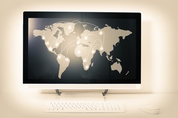 computer with international connections map
