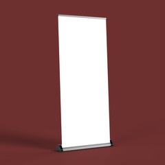 blank roll up banners  template. rendering isolated on color background mockup