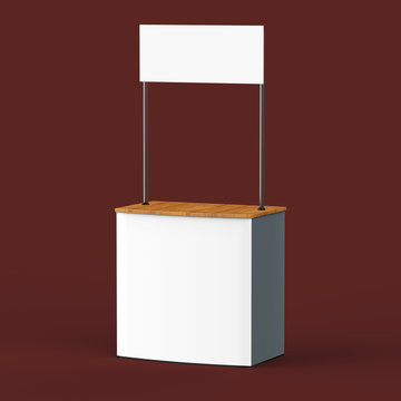Promotion counter, Retail Trade Stand Isolated on the white background. MockUp Template For Your Design. render