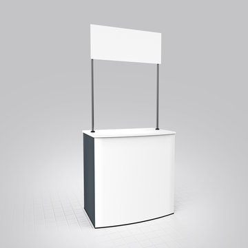Promotion counter, Retail Trade Stand Isolated on the white background. MockUp Template For Your Design. render