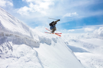 good skiing in the snowy mountains.