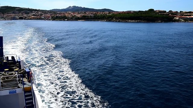 Boat wake in Sardinia, Italy
